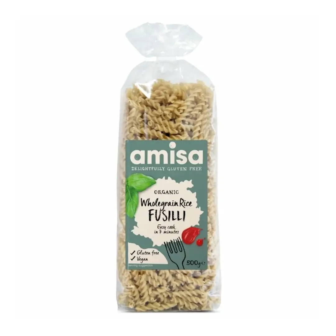 Fusilli din orez integral bio 500g Amisa