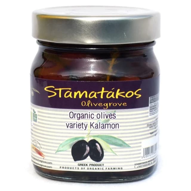 Masline kalamata cu continut redus de sare bio 290g Stamatakos Olivegrove