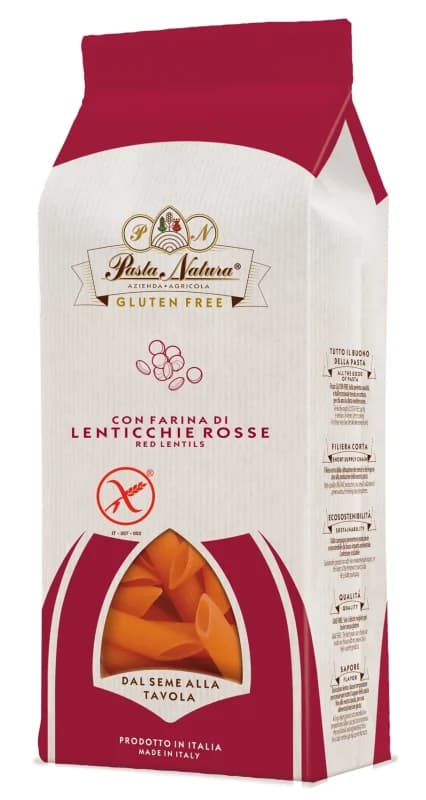 Penne din linte rosie bio 250g Pasta Natura
