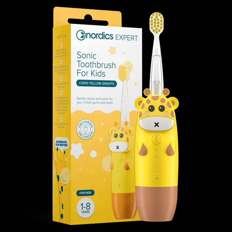 Periuta de dinti electrica pentru copii 1-8 ani – galbena Nordics