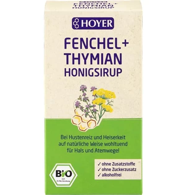 Sirop de miere cu fenicul si cimbru bio 250g Hoyer