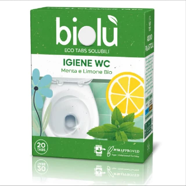 Tablete pentru toaleta cu menta si lamaie ecologice 20 bucati 47.5g Biolu