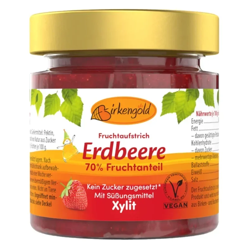 Gem de capsuni indulcit cu xylitol 200g Birkengold