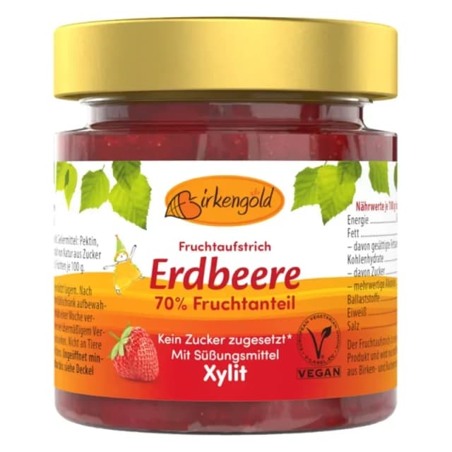 Gem de capsuni indulcit cu xylitol 200g Birkengold