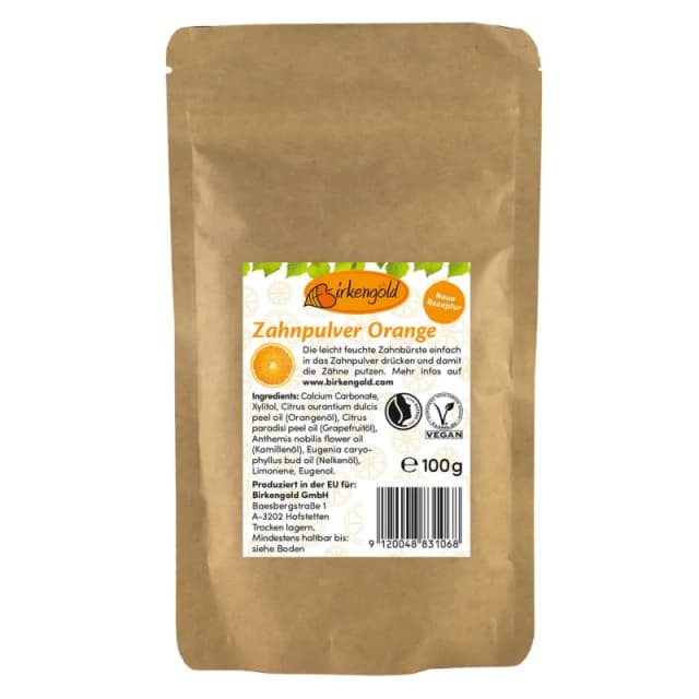Pasta de dinti pudra cu portocale 100g – refill Birkengold