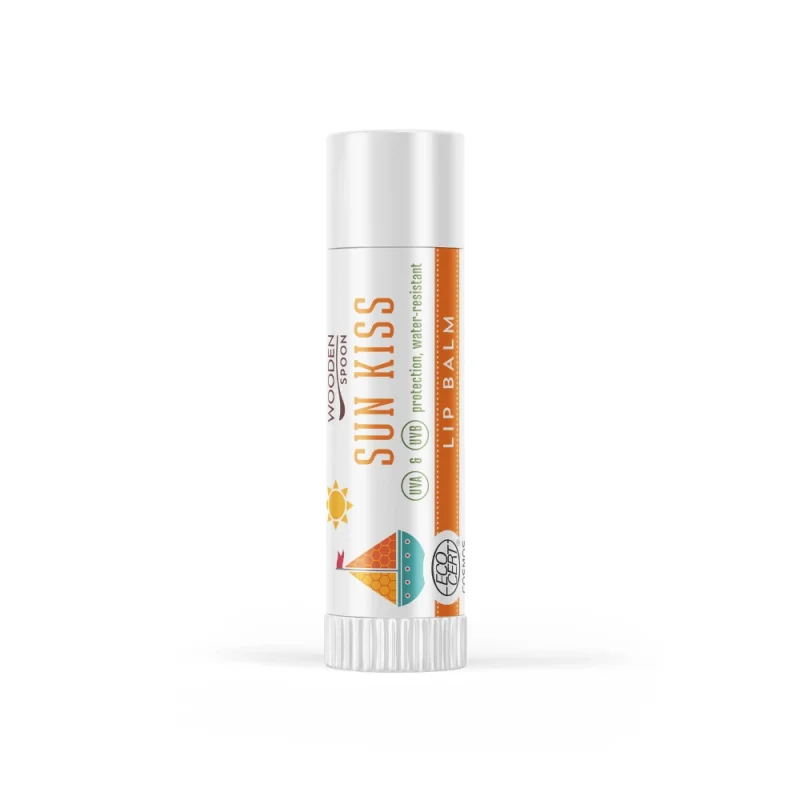 Balsam de buze cu protectie solara sun kiss ecologic 4.3ml Wooden Spoon