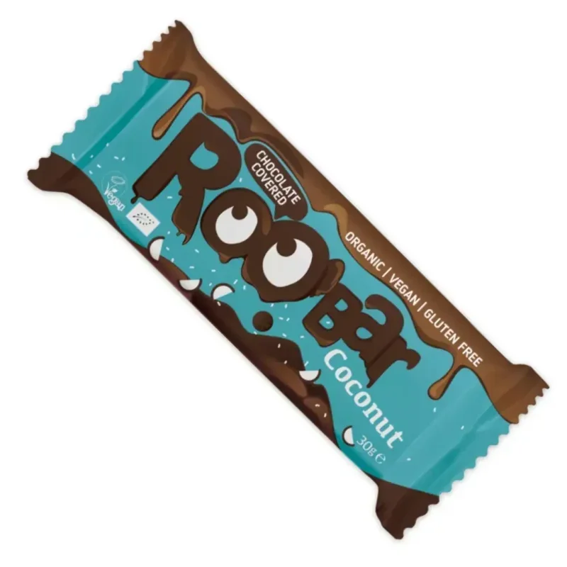 Baton cu cocos invelit in ciocolata bio 30g Roobar