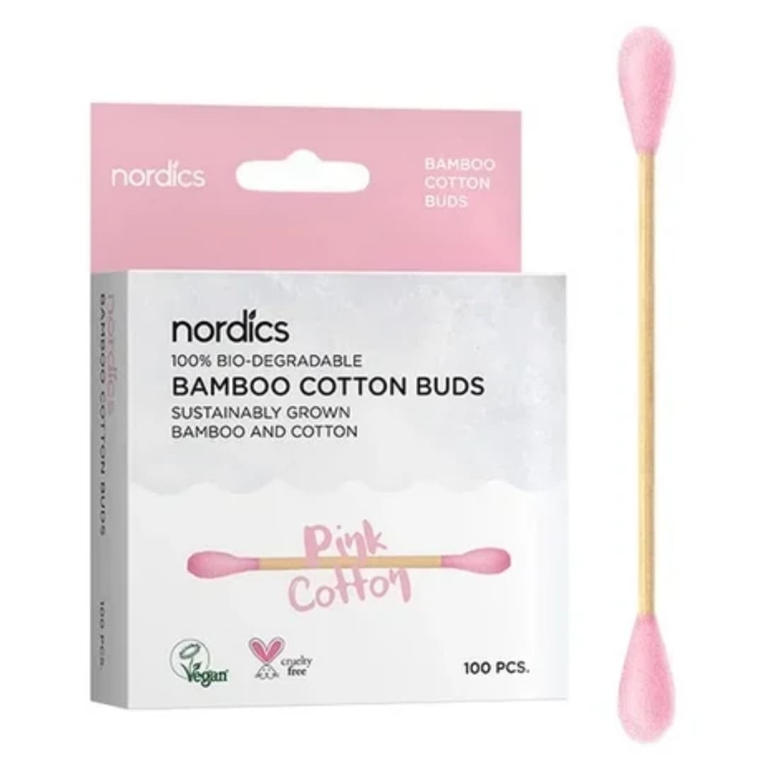 Betisoare din bumbac si bambus 100bucati – roz Nordics