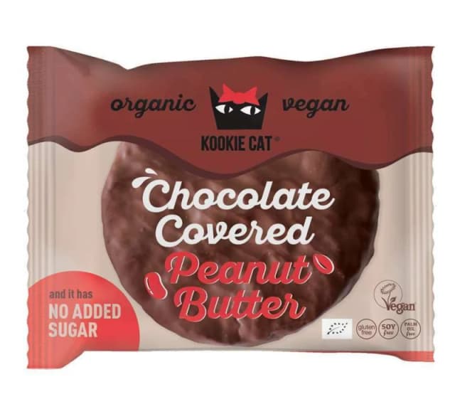 Cookie cu crema de arahide invelita in ciocolata bio 50g Kookie Cat