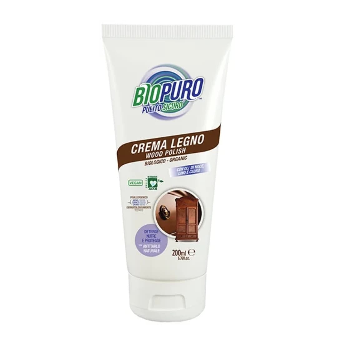 Crema pentru curatarea si intretinerea lemnului hipoalergena ecologica 200ml Biopuro
