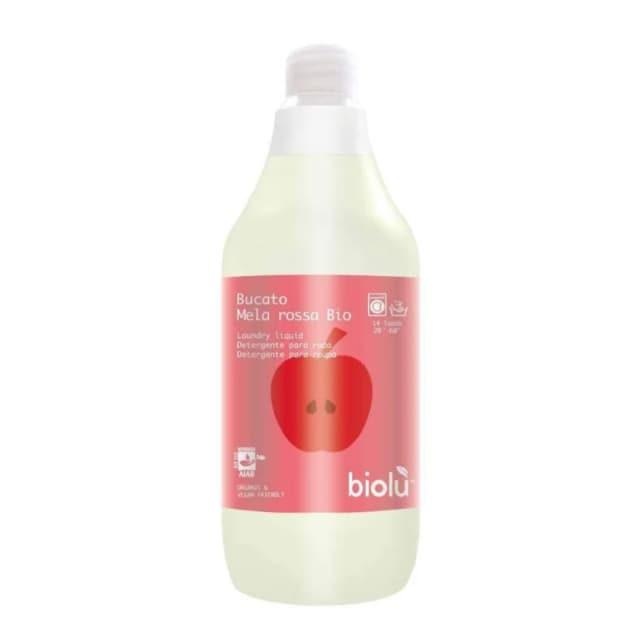 Detergent lichid pentru rufe albe si colorate cu mere rosii ecologic 1l Biolu