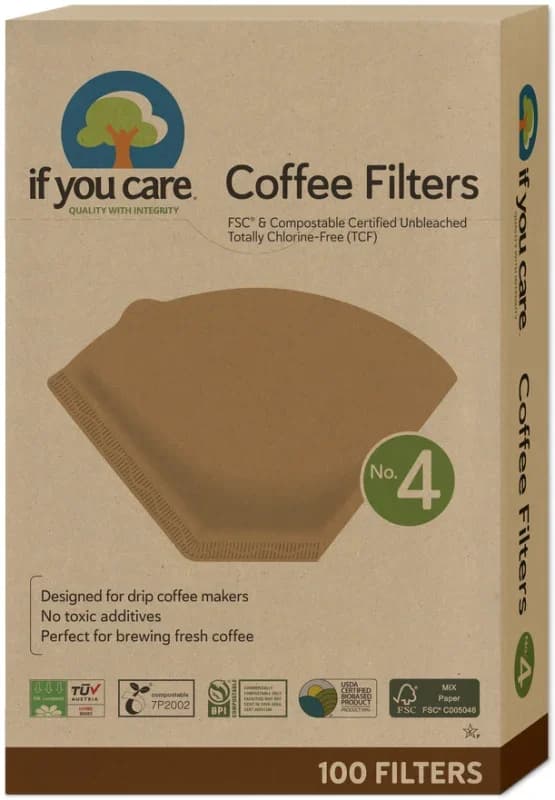 Filtre de cafea nealbite compostabile marimea 4 100buc If You Care