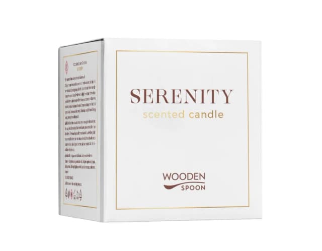 Lumanare naturala cu flori albe serenity 200g Wooden Spoon