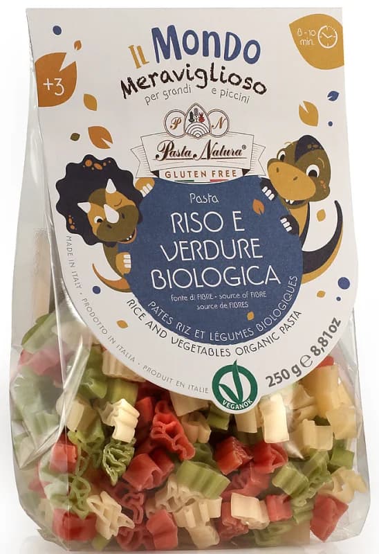 Paste pentru copii de orez cu sfecla si spanac bio 250g Pasta Natura