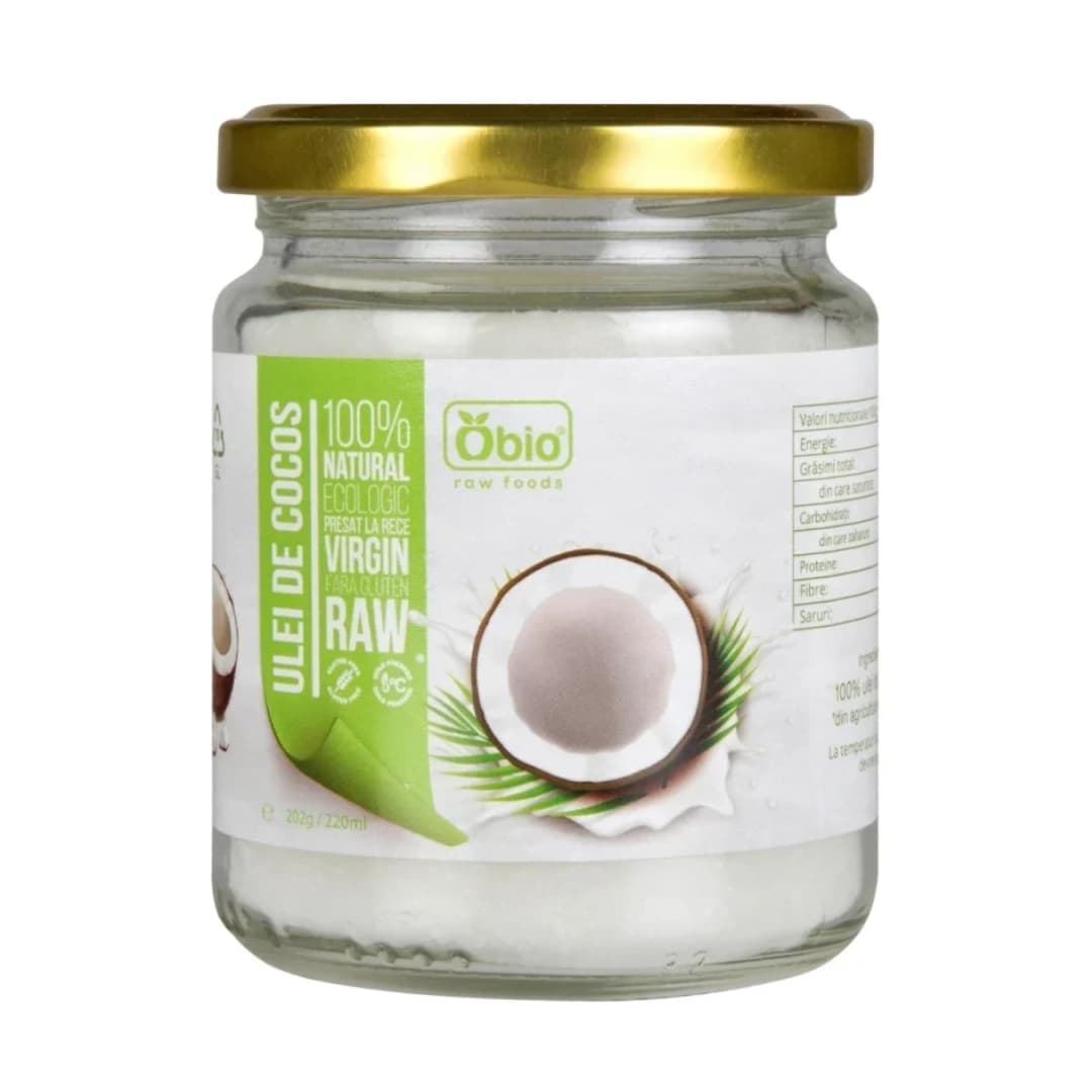 Ulei de cocos virgin presat la rece raw bio 220ml Obio
