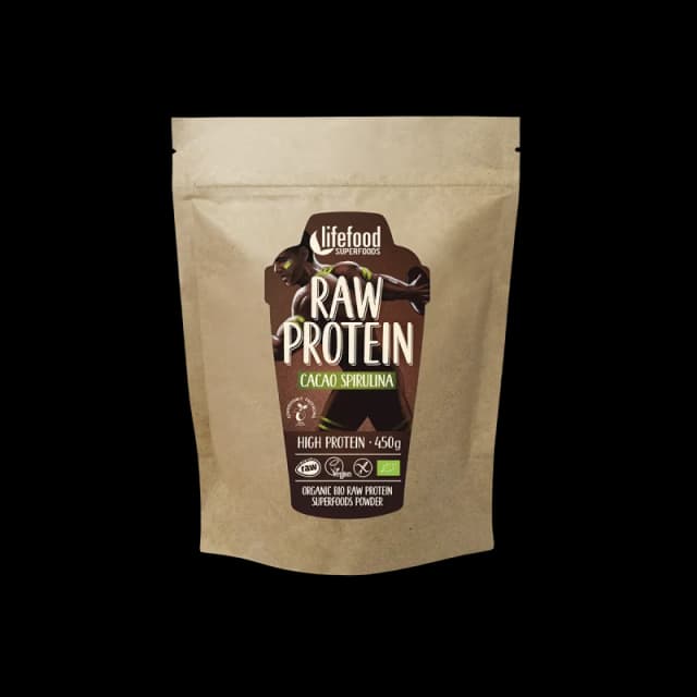 Pudra proteica cu cacao si spirulina bio 450g Lifefood