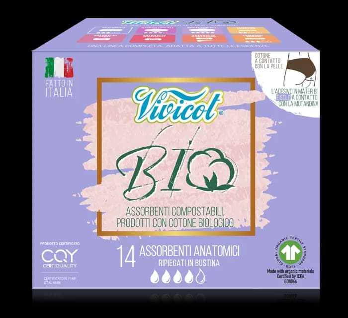 Absorbante de zi fara aripioare din bumbac compostabil 4 picaturi 14buc Vivicot