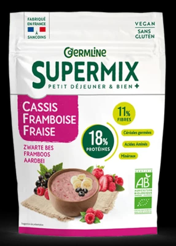 Supermix pentru mic dejun cu coacaze negre, zmeura si capsuni bio 350g Germline