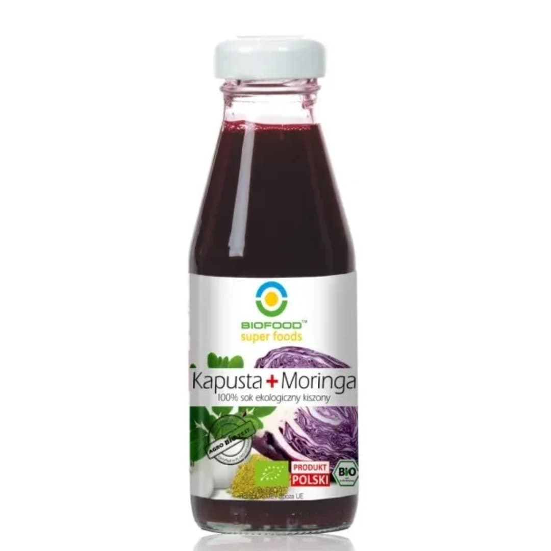Suc de varza rosie lactofermentata si moringa bio 200ml Biofood