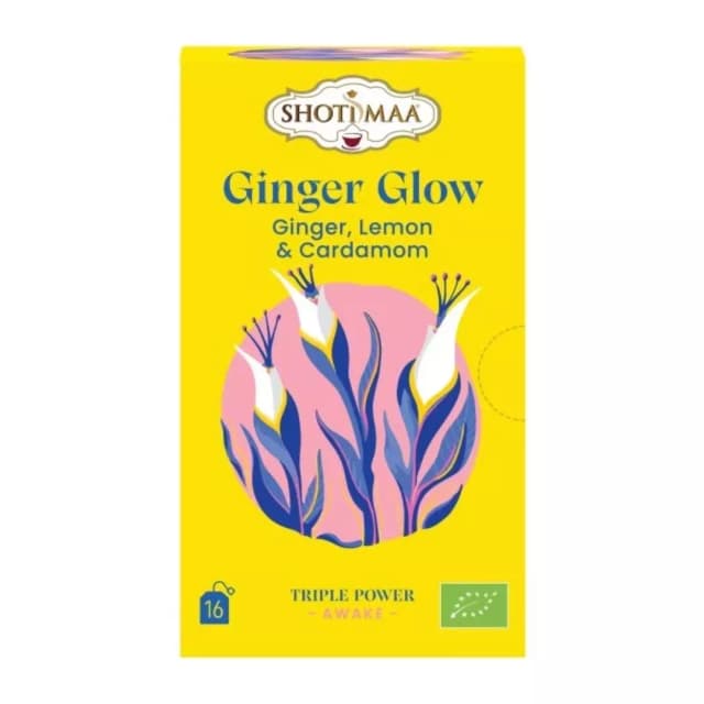 Ceai awake – ginger glow – ghimbir, lamaie si cardamom bio 16dz x 2g 32g Shotimaa